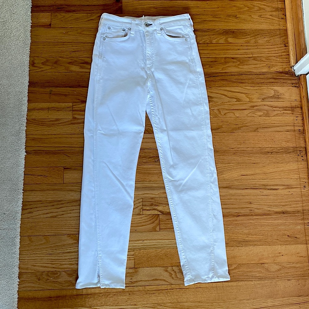 rag & bone white Nina High-Rise Ankle Cigarette jean, size 26